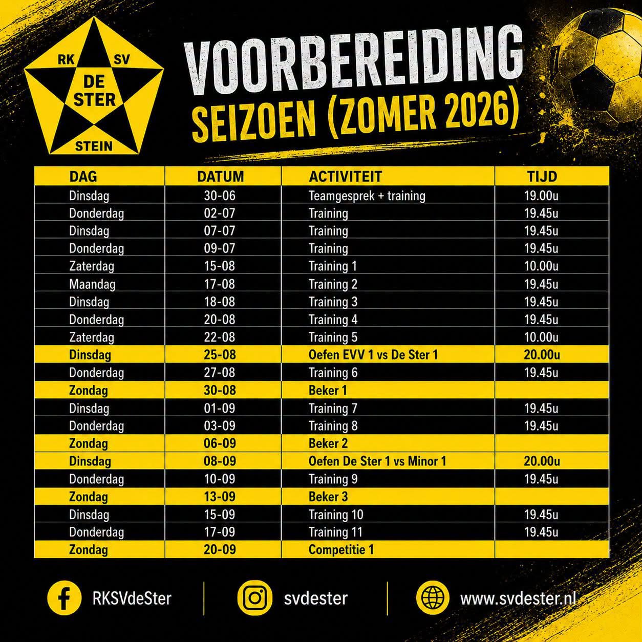 Voorbereiding seizoen 2026/2027